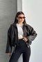 Premium Fur Lined Oversize Women's Leather Coat with Belt Detail - 5
