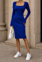 Saks- Women's Square Neck Midi Length Knitwear Dress - 2