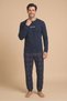 Falkom 5802 Interlock Winter Thick Fabric Plaid Pajama Men's Home Pajama Set - 3