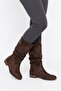 Women's Samo Brown Suede Flat Sole Drawstring Mid-Size Pull-On Boots - 2