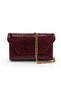Clutch with Crocodile-Print Chain Strap—June Burgundy Shoulder Bag - 2