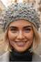 Women's Floral Motif Embossed Knitted Knitwear Winter Beanie - 8