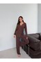 Brown Ruffle Detailed Buttoned Cotton Pajama Set - 4