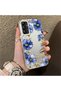 Samsung Galaxy A14 4G/5G Compatible Elegant Flower Case, Blue Flower Golden Branch Creative Flat Print