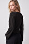 Black V-Neck Bat Sleeve 97% Cotton T-Shirt - 3