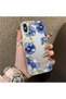 iPhone X/Xs Compatible Elegant Flower Case, Blue Flower Golden Branch Creative Flat Print