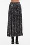 Women's Velvet Patterned Fabric Long Skirt with Elastic Waist and Lined Design