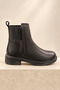 Women's Genuine Leather Black Elastic Chelsea Boots - 8