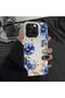 Poco C65 Compatible Elegant Flower Case, Blue Flower Golden Branch Creative Flat Printing - 3