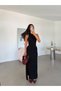 Waist Detailed Long Dress - Black - 3