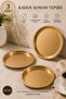 3-Piece Gold Metal Decorative Serving Tray, Tea and Coffee Tray, Cake and Dessert Presentation Tray 22cm
