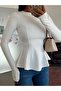 Long Sleeve Under-Sleeve Blouse - White - 4