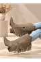 Arizona Mink Suede Tasseled 5 cm Heel Dallas Boots Botties - 3