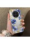 Elegant Flower Case Compatible with Tecno Camon 40 Premier, Blue Flower Golden Branch Creative Flat Print
