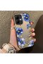 Infinix Smart 10 Compatible Elegant Flower Case, Blue Flower Golden Branch Creative Flat Print