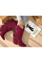 Arizona Burgundy Suede Tasseled 5 cm Heel Dallas Boots Botties - 4