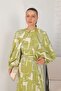 Digital Printed Satin Stylish Dress Green - 2