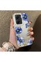 Poco X7 Pro Compatible Elegant Flower Case, Blue Flower Golden Branch Creative Flat Print