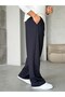 Baggy Sweatpants with Stitching Detail m - Dark Blue - 2