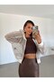 Zippered Sequin Cardigan - Stone - 2