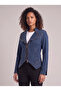 Women's Blue Lycra Denim Jacket with Zipper and Stitching Detail - 4