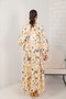 Digital Printed Satin Stylish Dress Yellow - 3