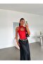 Zero Sleeve Blouse with Front Window - Red - 3