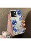Vivo Y28 4g Compatible Elegant Flower Case, Blue Flower Golden Branch Creative Flat Printing