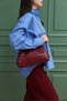 Burgundy Knitted Leather Chain Shoulder and Portfolio Bag - 6