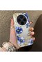 Vivo X300 Compatible Elegant Flower Case, Blue Flower Golden Branch Creative Flat Printing