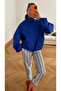 Saks Blue Drawstring Sleeves High Collar Parachute Jacket - 5167 - 2