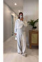 Yotte Gray Striped Hooded Sweatpants Set - 5