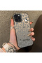 iPhone 14 Pro Compatible Gray Leopard Pattern Phone Case, Star English Art Print
