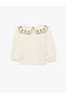 Floral Embroidery Detailed Cotton Balloon Sleeve Long Sleeve Baby Collar T-Shirt - 2