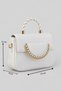 Dicle Women's Faux Leather Chain Detailed Knitted Strap Handbag White - 4