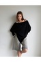 Asymmetrical Cut Boat Neck Ribbed Stylish Sweater - 3
