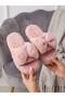 Bow Detailed Plush House Slippers Soft Insole Winter House Slippers Dowry Slippers Gift - 2