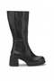 D26Kc-2085 Women's Genuine Leather Heeled Boots Black
