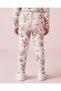 Girls White Floral Printed Rib Leggings - 4
