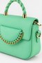 Dicle Women's Faux Leather Chain Detailed Knitted Strap Handbag Water Green - 5