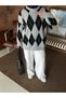Women's Baklava Pattern Oversize Soft Sweater - 4