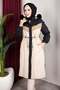 Plush Lined Colorful Garnished Coat Black Hm2963 - 4