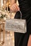 Women's Glittery Evening Dress Handbag – Special Occasion and Event Bag with Metal Handle and Broken Glass Pattern - 3