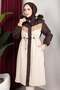 Plush Lined Colorful Garnished Coat Brown Hm2963 - 4