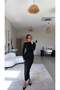 Black Polyamide Fabric Draped Midi Dress - 2