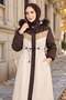 Plush Lined Colorful Garnished Coat Brown Hm2963 - 2