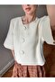 Nellie Large Buttoned Crop Knitwear Cardigan Women's Cream - 4