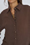 Women's Buttoned Authentic Striped Brown Shirt - 5