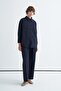 Basic Shirt Pants Set Navy Blue