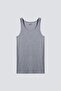 Men's 100% cotton ribbed tank top - grey melange